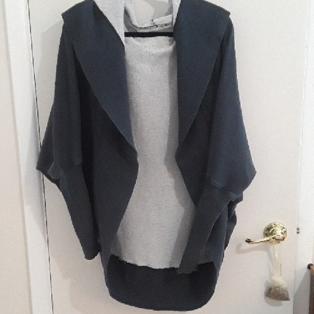 Norma Kamali Women's Gray Open-Front Sweatshirt Jacket - Oversize, S-M